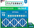 Filterbuy 14x14x2 Air Filter MERV 13 (MPR 1900) Health Defense Replacement (2-Pack), Electrostatic Pleated HVAC AC Furnace Filters, Made in USA (Actual Size: 13.50 x 13.50 x 1.75)