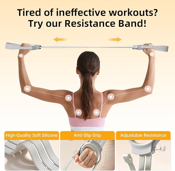 Figure 8 Fitness Resistance Bands with Handles, 20-60lb Adjustable Elastic Excercise Band, Non-Slip Fabric Silicone Bands for Strength Stretch Flexibility Training Arms Back Shoulder Chest Legs-FlexoryFit