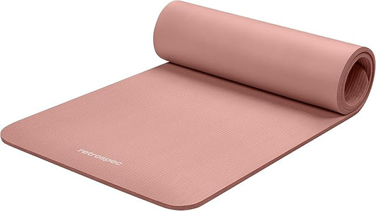 Retrospec Solana Yoga Mat 1/2" Thick w/Nylon Strap for Men & Women - Non Slip Exercise Mat for Yoga, Pilates, Stretching, Floor & Fitness Workouts-FlexoryFit