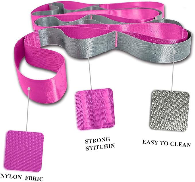 SANKUU Yoga Straps Stretching Strap with 12 Loops Workout Poster, Straps for Stretching Physical Therapy Equipment Long Stretch Out Bands for Exercise, Pilates and Gymnastics for Women Men-FlexoryFit