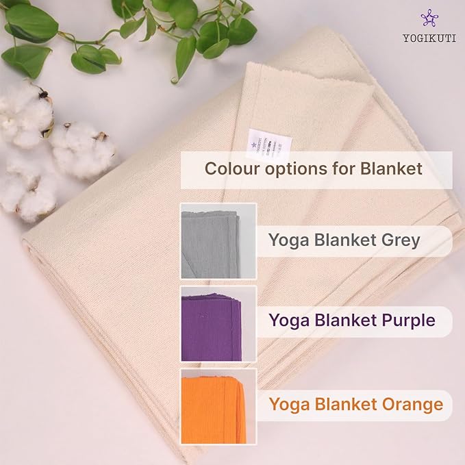 Yogikuti Iyengar Cotton Yoga Blanket Set of One – Thick Handwoven Yoga Blankets for Restorative Yoga, Meditation & Pranayama – Premium Cotton Yoga Blanket for Support & Comfort in Pranayama-FlexoryFit