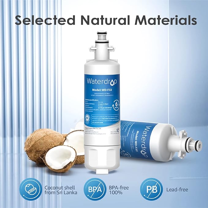 Waterdrop 469690 ADQ36006101 Refrigerator Water Filter, Replacement for LG® LT700P®, Kenmore 469690, 9690, ADQ36006102, Standard, Pack of 4