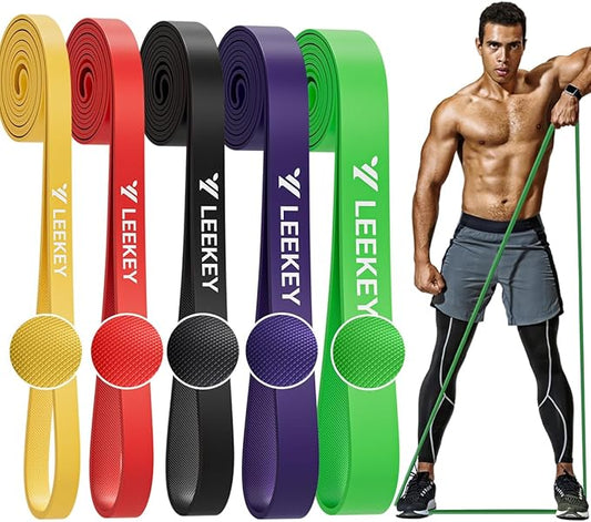 LEEKEY Resistance Bands Set for Pull-Up Assistance & Full-Body Training, Multi-Level Exercise Bands with Bag for Home Workouts, Physical Therapy, Strength Training (Men/Women)-FlexoryFit