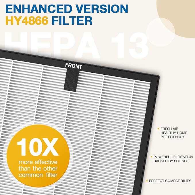 4 Pack HY4866 Replacement Filters for MORENTO/WESTHEY HY4866 Air Purifier and YIOU M1 Air Purifier, 3-in-1 H13 True HEPA Filter High-Efficiency Activated Carbon Filter, Enhanced Version