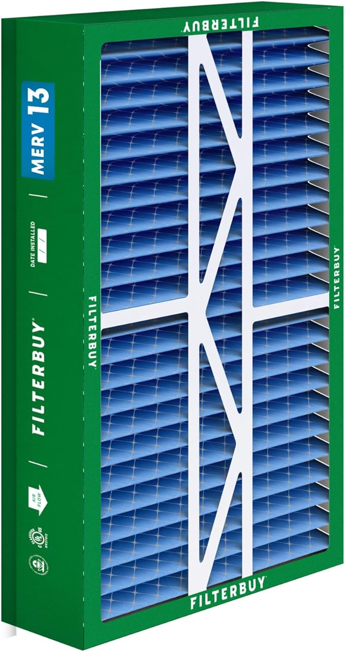 Filterbuy 17.5x27x5 Air Filter MERV 13 Optimal Defense (2-Pack), Pleated HVAC AC Furnace Air Filters Replacement for Trane Perfect Fit & American Standard (Actual Size: 17.13 x 26.13 x 4.97 Inches)