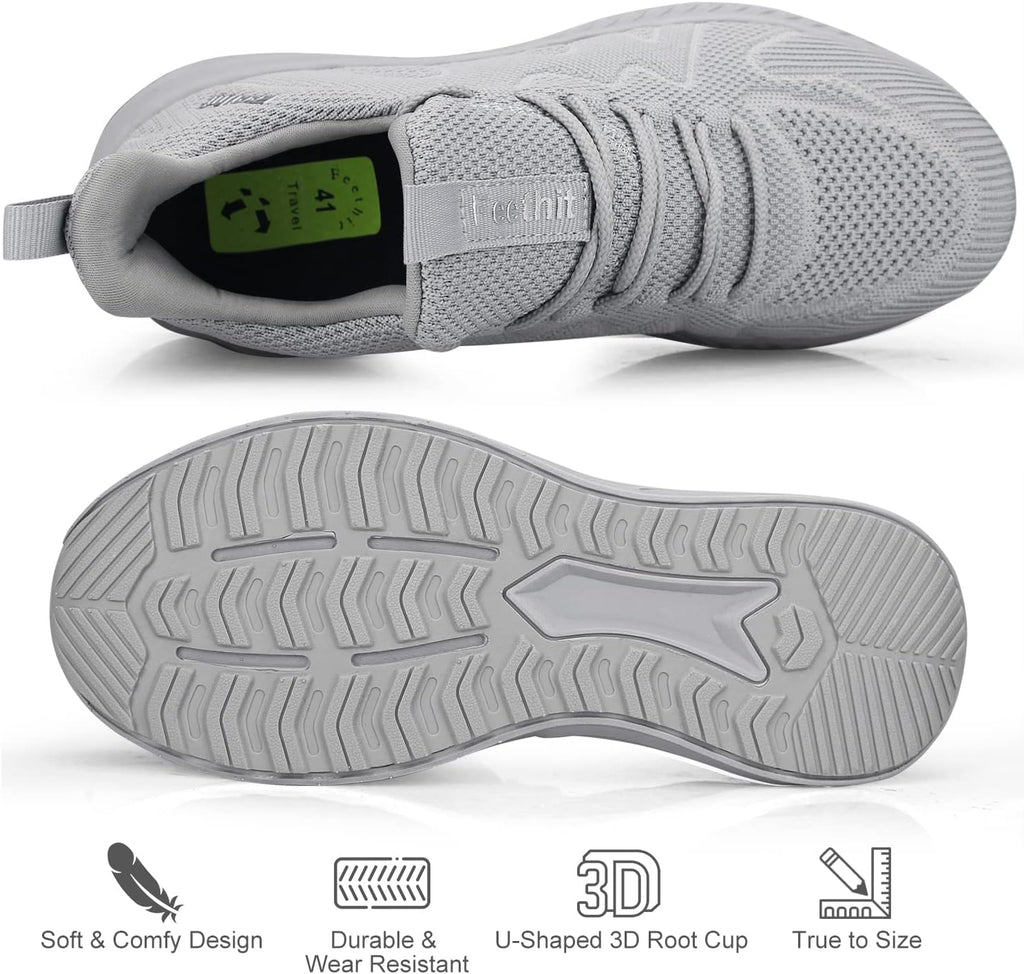 Feethit Mens Non Slip Walking Sneakers Lightweight Breathable Slip on Running Shoes Athletic Gym Tennis Shoes for Men