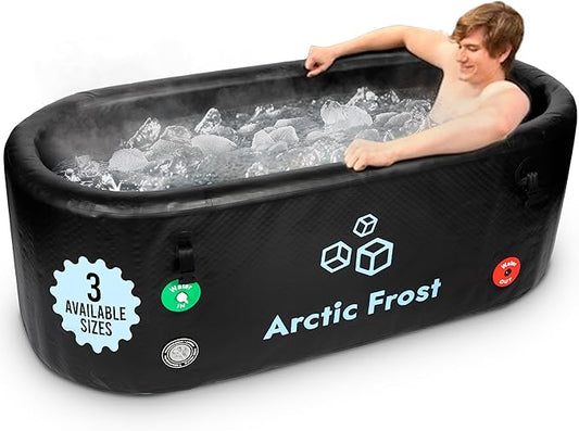 XLarge Oval Professional Ice Bath Tub-230 Gallon Inflatable Cold Plunge- Portable Lightweight Easy to Set Up for Full Cold Water Immersion, Faster Recovery (Black, Extra Large Ice Bath (75x34x26)
