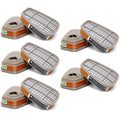 6001 Activated Carbon Filter Cartridges Replacement for Gas Respirator, Filter Cartridges Suitable for 6100/6200/7501/7502/6502/6800 10PCS(5Pack), Brown,white