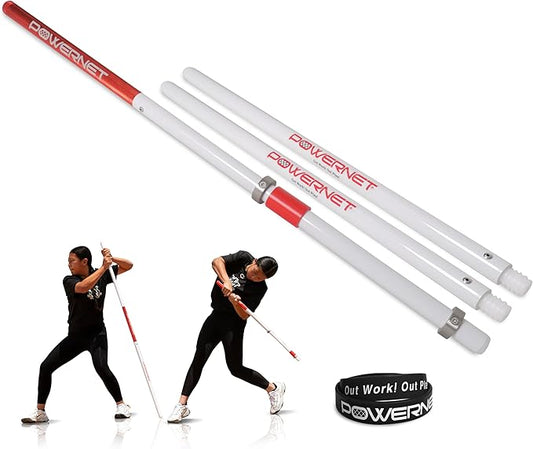 PowerNet Combo PVC/Click Stick Softball & Baseball Swing Trainer, Interchangeable Baseball Hitting Trainer, PVC Training Bat for Drills, Bat Speed Training Equipment