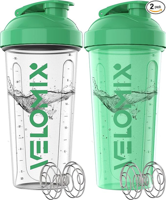 '-2 Pack- 28 oz Protein Shaker Bottles for Protein Mixes - 2x Wire Whisk | Leak Proof Shaker Cups for Protein Shakes | Protein Shaker Bottle | Shakers for Protein mix-Turquoise&Transparent-FlexoryFit