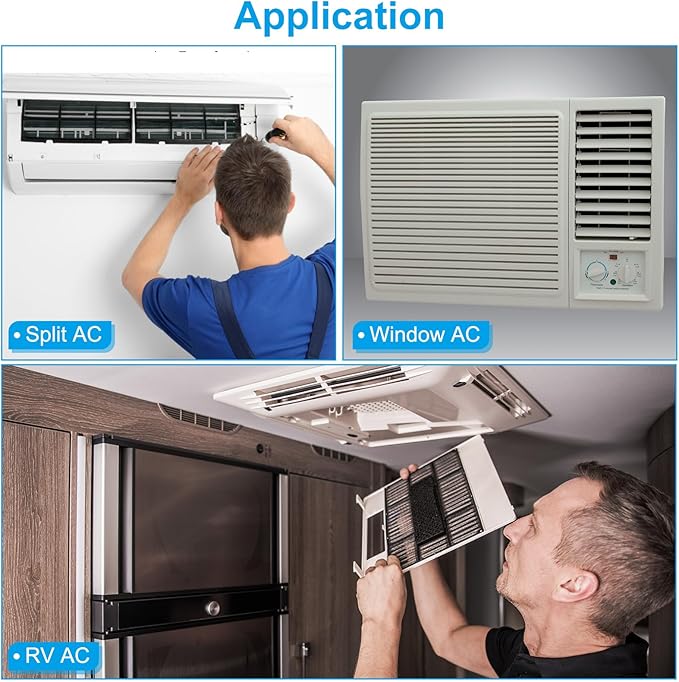 PATIKIL 16" x 6" x 19/32" Air Conditioner Filter Replacement, 4 Pack RV AC Foam Filter Pad Washable Reusable for Air Conditioning Purifiers, Black
