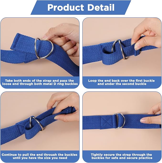 10 Pcs Yoga Strap 8ft Yoga Stretching Exercise Band Stretching Belt with Adjustable Metal D Ring Buckle Loop for Pilates, Dance, Physical Therapy, Gym Workout-FlexoryFit
