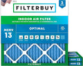 Filterbuy 18x18x1 Air Filter MERV 13 (MPR 1900) Health Defense Replacement (3-Pack), Electrostatic Pleated HVAC AC Furnace Filters, Made in USA (Actual Size: 17.75 x 17.75 x 0.75)