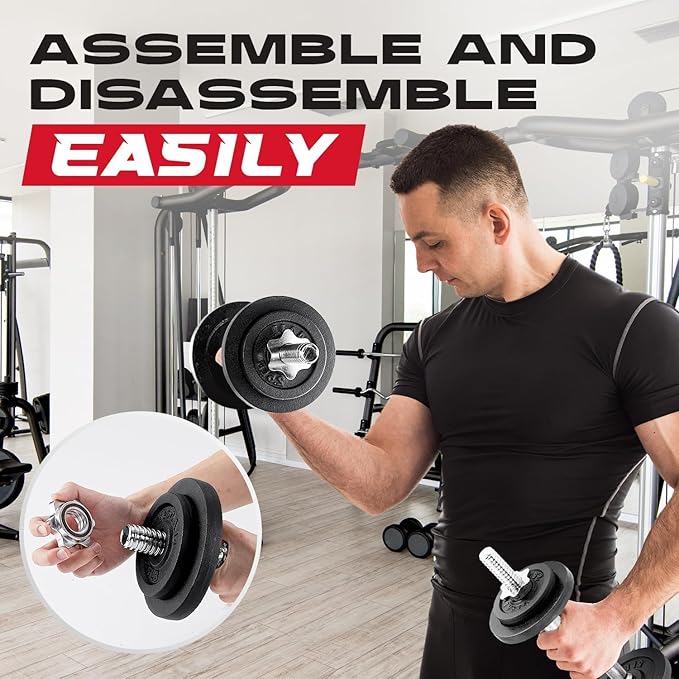 Yes4All Adjustable Dumbbell Set with Weight Plates/Connector - Exercise & Workout Equipment - Size Options 40lbs to 200lbs-FlexoryFit