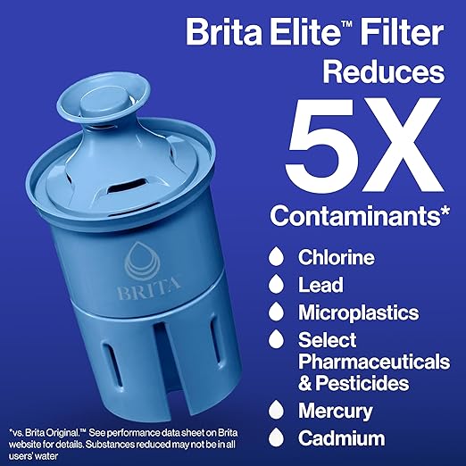 Brita Everyday Elite Water Filter Pitcher, Removes 99% of Lead, Includes 1 Filter, 10-Cup Capacity, Blue