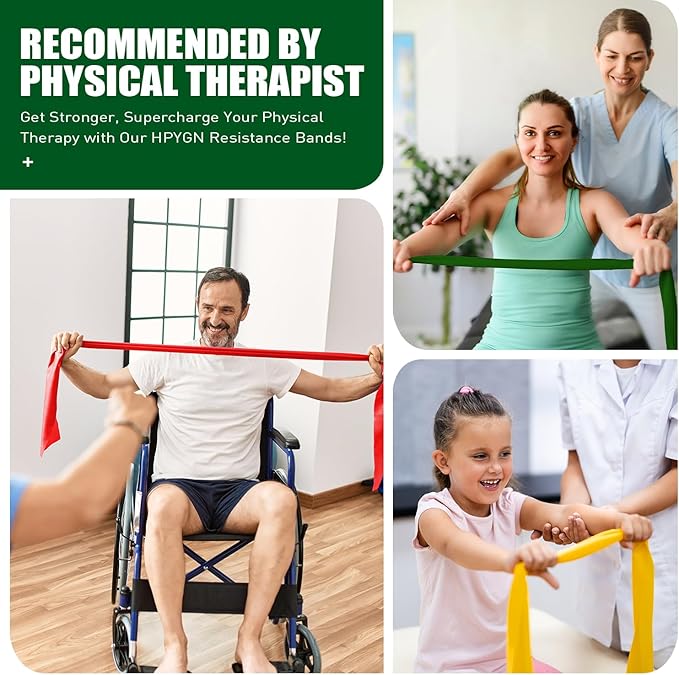 Resistance Bands, Exercise Bands, Physical Therapy Bands for Strength Training, Yoga, Pilates, Stretch Elastic Band with Different Strengths, Workout Bands for Home Gym-FlexoryFit