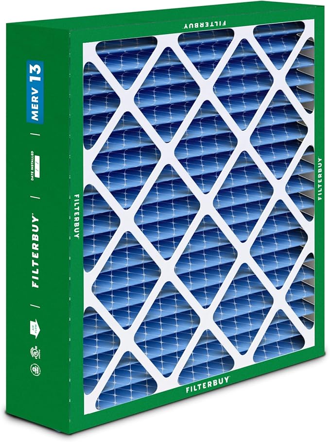 Filterbuy 20x25x6 Air Filter MERV 13 Optimal Defense (1-Pack), Pleated HVAC AC Furnace Air Filters for Aprilaire Space-Gard 201/2200 / 2250 & Lennox (Actual Size: 19.75 x 24.25 x 6.00 Inches)