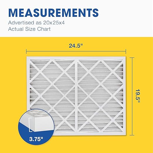 Aerostar 20x25x4 MERV 8 Air Filter 2 Pack, HVAC Pleated A/C Furnace Filters, Electrostatic MPR 600 & FPR 5, Made in USA