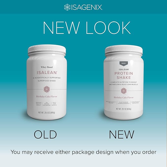 IsaLean Protein Shake - Complete Superfood Meal Replacement for Maintaining Healthy Weight and Lean Muscle Growth with 24 Vitamins and Minerals - 29.1 oz - 14 Meal Canister (Birthday Cake) - Canister-FlexoryFit