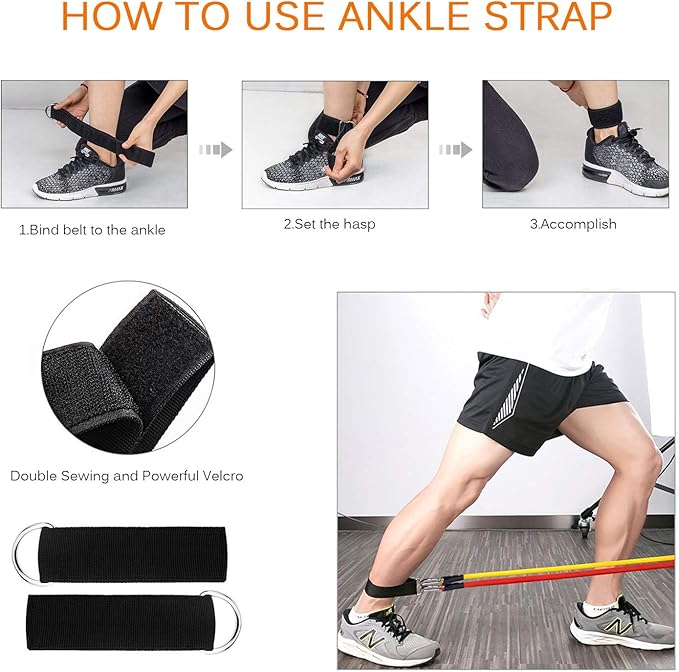 Resistance Bands Set, Himaly Exercise Bands Strength Training Fitness Bands Workout Elastic Bands with Legs Ankle Straps, Door Anchor, Handles & Carry Bag for Home Outdoor Workouts-FlexoryFit