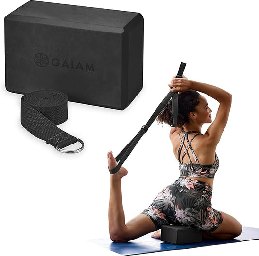 Gaiam Yoga Block - Supportive Latex-Free Eva Foam - Soft Non-Slip Surface with Beveled Edges for Yoga, Pilates, Meditation - Yoga Accessories for Stability, Balance, Deepen Stretches-FlexoryFit