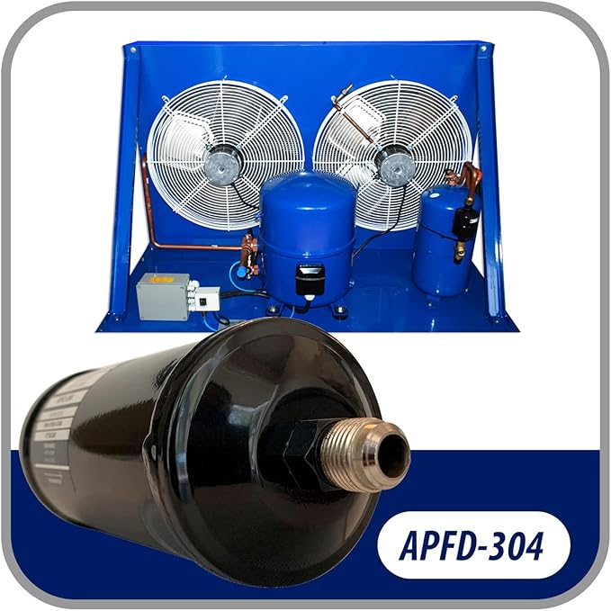 Appli Parts APFD-304 1/2 in Liquid Line Refrigerant AC Filter Drier hvac Refrigeration 304 SAE Flare connection universal unidirectional 10-1/2 in long 3-1/4 in wide