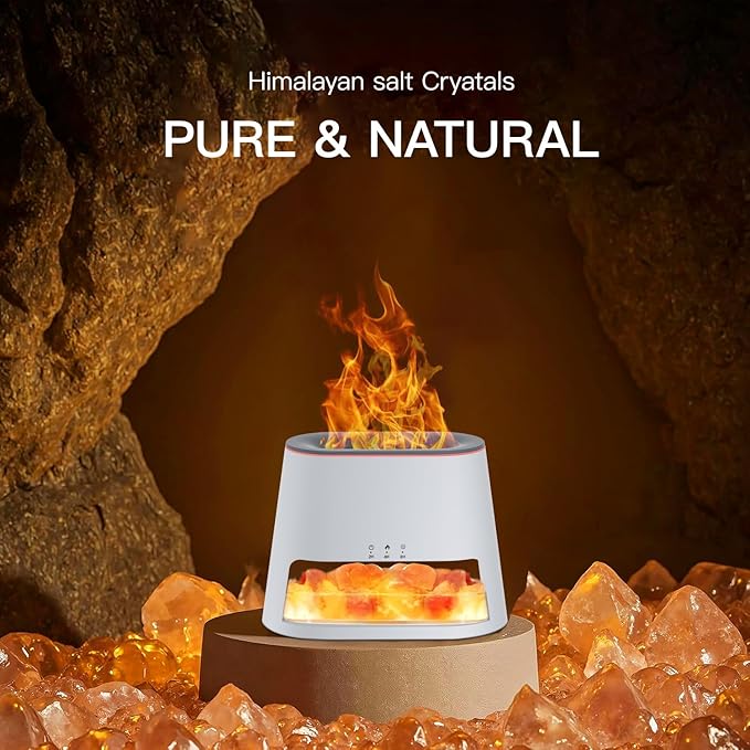 Luxury Himalayan Salt Lamp Humidifier & Aromatherapy Diffuser - 8 Color Mood Lighting w/Remote for Spa, Bedroom, Home Relaxation260ml (White)