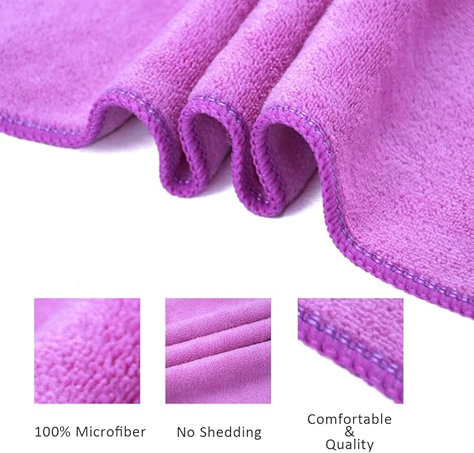 JML Microfiber Towels, Bath Towel Sets (6 Pack, 27" x 55") - Extra Absorbent, Fast Drying, Multipurpose for Bath, Swimming, Fitness, Sports, Yoga, Violet/Coffee/Blue-FlexoryFit
