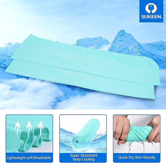 Sukeen Cooling Towel (40"x12"), Ice Towel Sets,Soft Breathable Chilly Towel,Microfiber Towel for Yoga,Sport,Running,Gym,Workout,Camping,Fitness,Workout & More Activities, 8 Pack-FlexoryFit