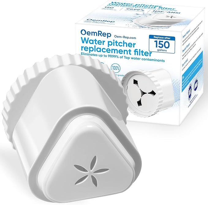 1Pack Replacement Filter for EPIC Water Filter Pitcher, Water Filter Pitcher Compatible with Aquagear Seychelle, BPA Free. Removes Fluoride, Chlorine, Lead, Odors