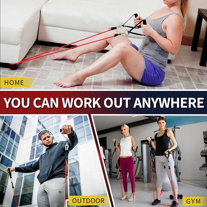 WHATAFIT Resistance Bands, Exercise Bands，Resistance Bands for Working Out, Work Out Bands with Handles for Men and Women Fitness, Strength Training Home Gym Equipment-FlexoryFit