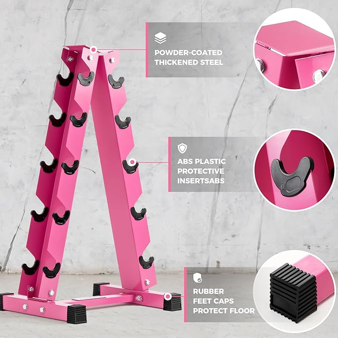 RitFit 250LB/300LB Rubber Hex Dumbbell Sets with Weights Rack, Multiple Color Choices Available, Great Gym Equipment for Home, Strength Training, Workouts-FlexoryFit
