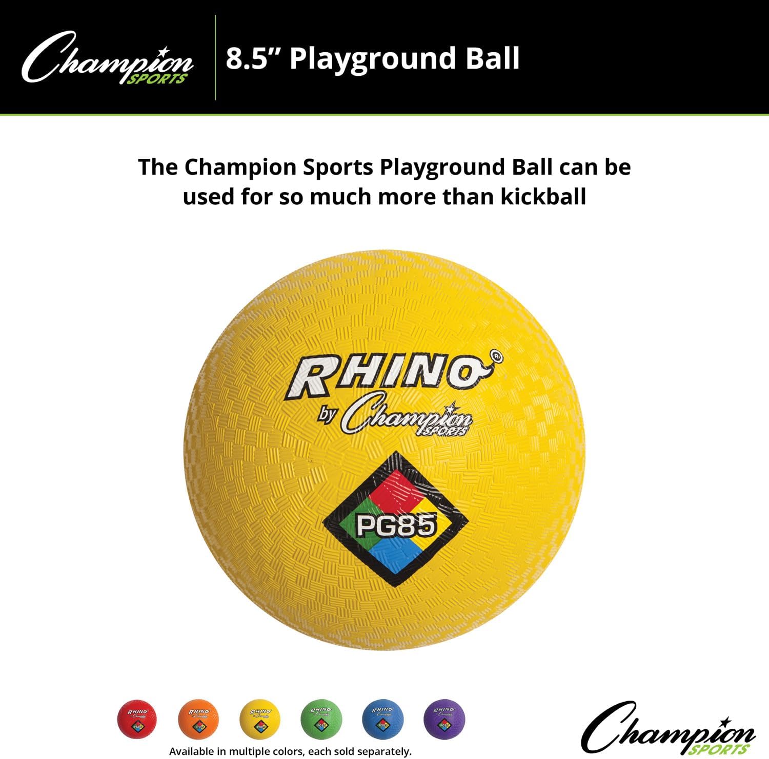 Champion Sports Playground Balls – Single Balls & Sets, Multiple Colors, Durable Nylon-Wound Construction for Kickball & Indoor/Outdoor Play