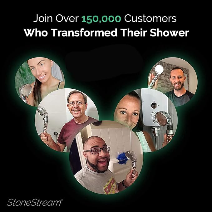 Shower Filter for Hard Water- Original StoneStream Shower Head Filter with Vitamin C and Activated Charcoal to Remove Chlorine, Heavy Metals and More- for Dry Skin and Hair