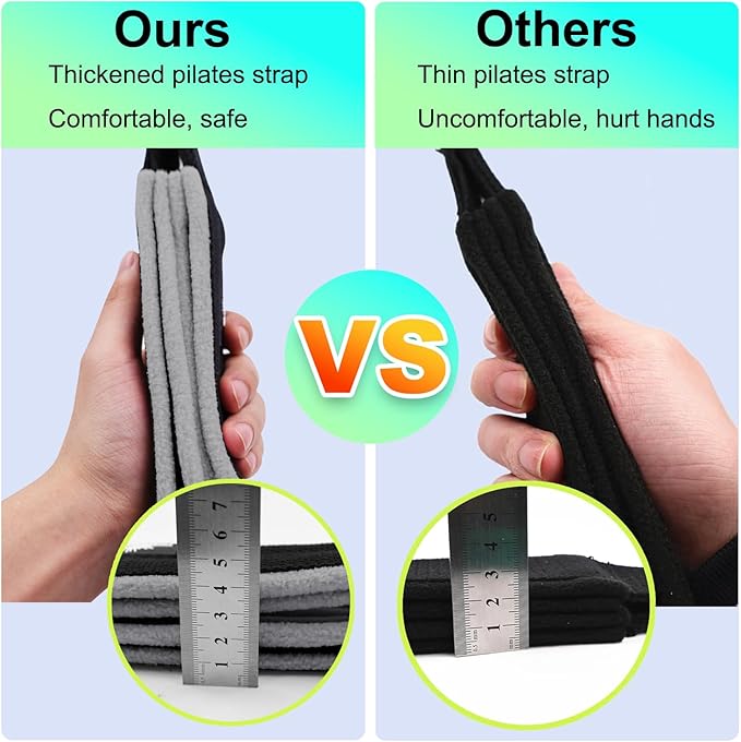 1 Pair Enhanced Pilates Double Loop Straps for Reformer, Thickened D-Ring Handle Straps, Yoga Exercise Accessories in 2 Lengths and Multicolor for Home Gym Workout-FlexoryFit