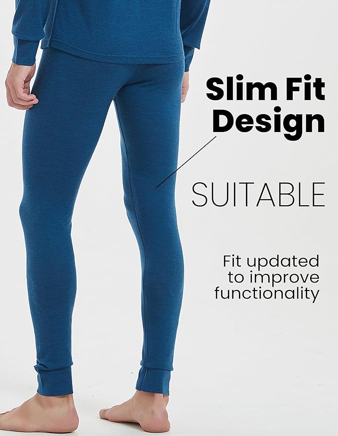 Iguana Mens 100% Merino Wool Base Layer Sets for Ski Lightweight Thermal Underwear-FlexoryFit