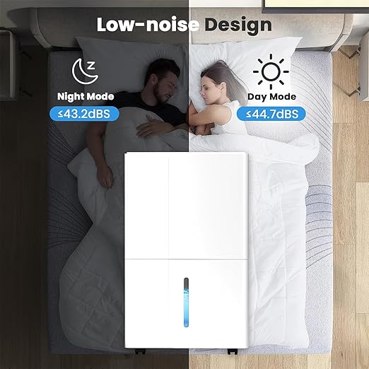 Max 80 Pint Dehumidifier for Large Room & Basement up to 4,500 Sq.Ft, Ultra-Quiet(43.2dB), 6.5L(1.7 Gal) Tank, Auto Shut Off, Dry Mode, Washable Filter, 30-80% Humidity Control.
