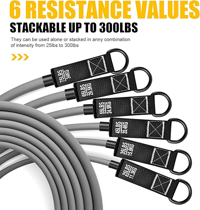 HPYGN Resistance Bands, Heavy Exercise Bands with Handles, Fitness Bands for Working Out, Workout Bands for Men, Weight Bands Set for Muscle Training, Strength, Slim, Yoga, Home Gym Equipment-FlexoryFit