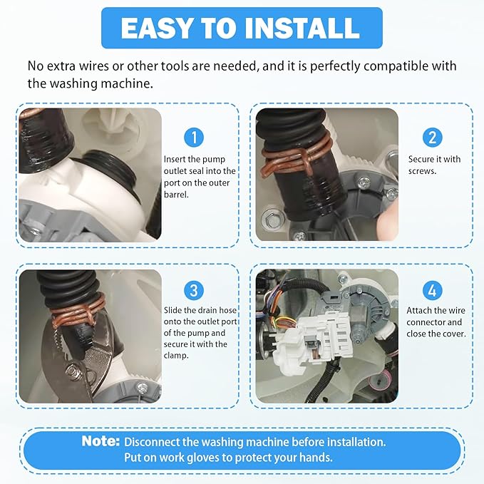 W10919003 W10775446 Washer Drain Pump Assembly Compatible with Whirlpool Kenmore Maytag Crosley Amana Top Load Clothes Washing Machine Replacement Parts AP6038235 EAP11770076 PD00042517 PS11770076