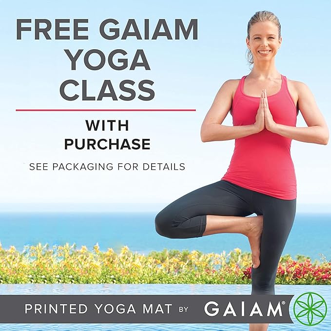 Gaiam Yoga Mat - Premium 5mm Print Thick Non Slip Exercise & Fitness Mat for All Types of Yoga, Pilates & Floor Workouts (68" x 24" x 5mm)-FlexoryFit