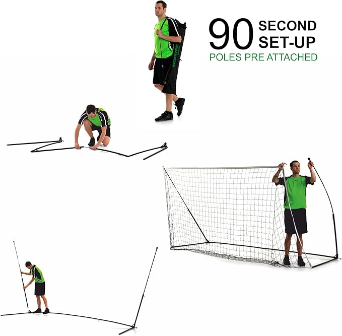 QUICKPLAY Kickster Soccer Goal Range – Ultra Portable | Quick and Easy Set Up | Includes Net and Carry Bag | Available in 7 Sizes | Backyard Soccer Net for Kids & Adults [Single Goal]