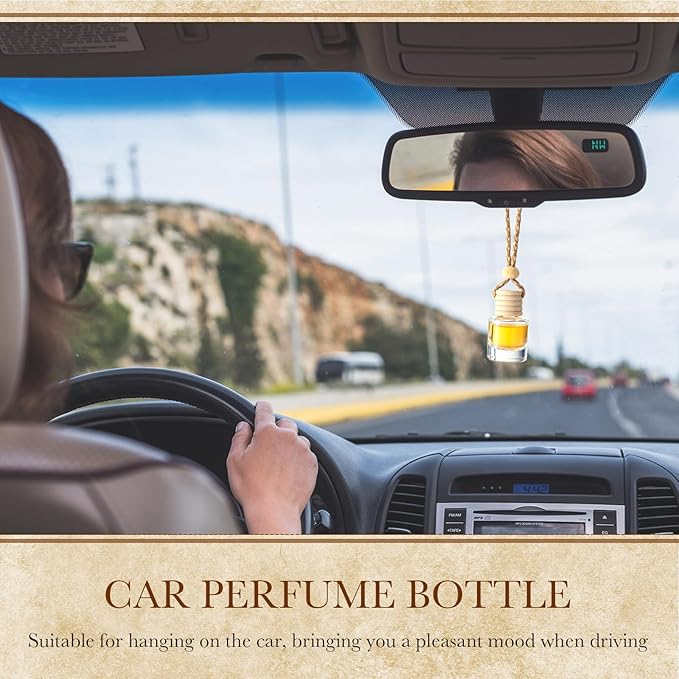 Domensi 600 Pieces Hanging Car Diffuser Air Freshener Bottle Bulk Empty Glass Refillable Perfume Bottles Oil Diffuser Aromatherapy Pendant for Auto Interior Ornaments Decor