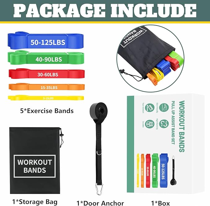 Exercise Bands Resistance Bands for Working Out,Pull Up Bands Set,at Home Workout Equipment,Workout Bands for Men and Women,Stretch Bands for Exercise-FlexoryFit