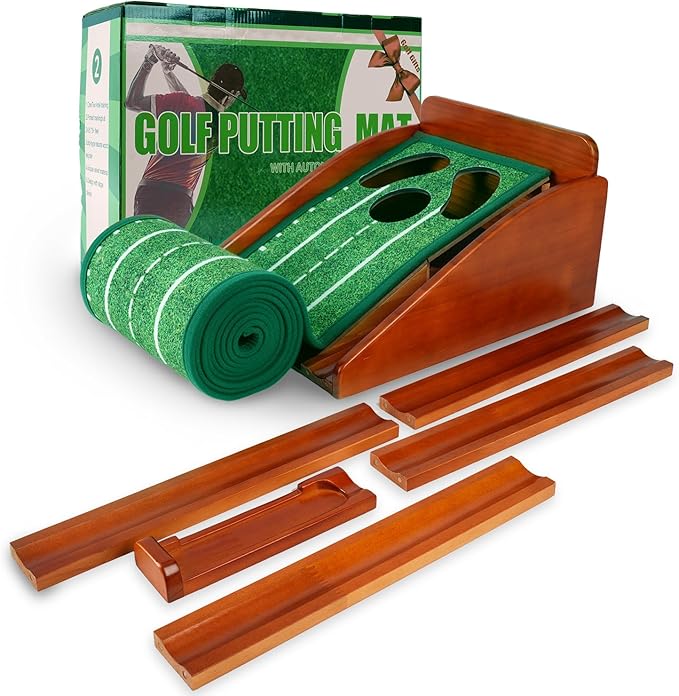 Putting Green Indoor,Golf Putting mat with Auto Ball Return – Premium Golf Putting Mat for Home, Office, or Outdoors – Perfect Golf Gift for Men & Women, Practice Anywhere
