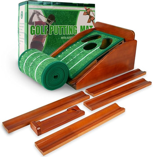 Putting Green Indoor,Golf Putting mat with Auto Ball Return – Premium Golf Putting Mat for Home, Office, or Outdoors – Perfect Golf Gift for Men & Women, Practice Anywhere