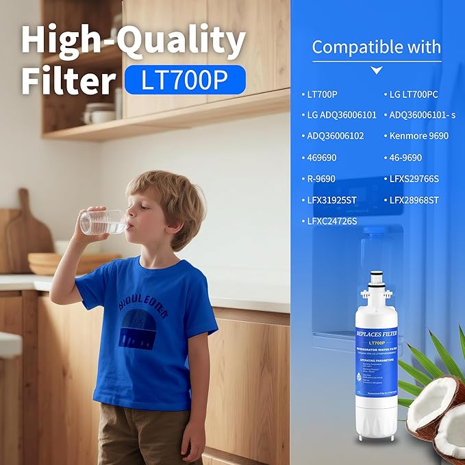 ADQ36006101 Water Filter Replacement Compatible with LG LT700P, LT700PC, ADQ36006102, ADQ36006101-s, Kenmore 9690, 469690, LFXS29766S,6 Pack, By CHOPLO