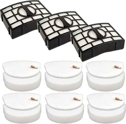 (9 Pack) 3 Hepa Filters + 6 Foam Filters Compatible With Shark ZU560 ZU561 ZU562 ZU572 UV650 UV725 ZU660 CU530 Upright Vacuum, Replacement HEPA Upright Filter Parts, Compare to XFFK560 & XHEPA560