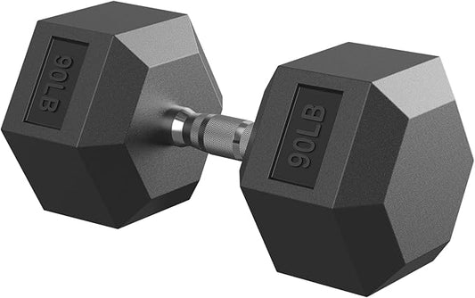 Hex Dumbbell 40-125 lb, Rubber Encased Exercise & Fitness Dumbbells, Hand Weight for Strength Training-FlexoryFit