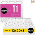 Simply 12x20x1 Air Filter, Merv 11, MPR 1000, 6 Pack, For Home AC Furnace & HVAC (Actual Size: 11.75"x19.75"x0.75") DUST, Pet, & Allergy Control