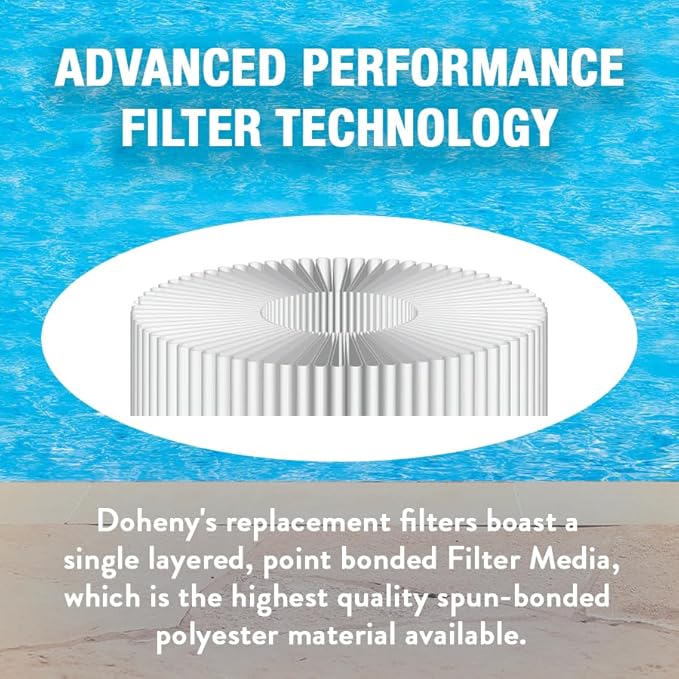 Doheny's PRB50-IN1 Spa Filter | Repl. Filter for Dynamic Series IV-DFM, Waterway 50 in-Line | Replaces Pleatco PRB50-IN, Unicel C-4950, Filbur FC-2390. OD: 5”, Length: 13 5/16”, Hole: 2 1/8” | 4-Pack